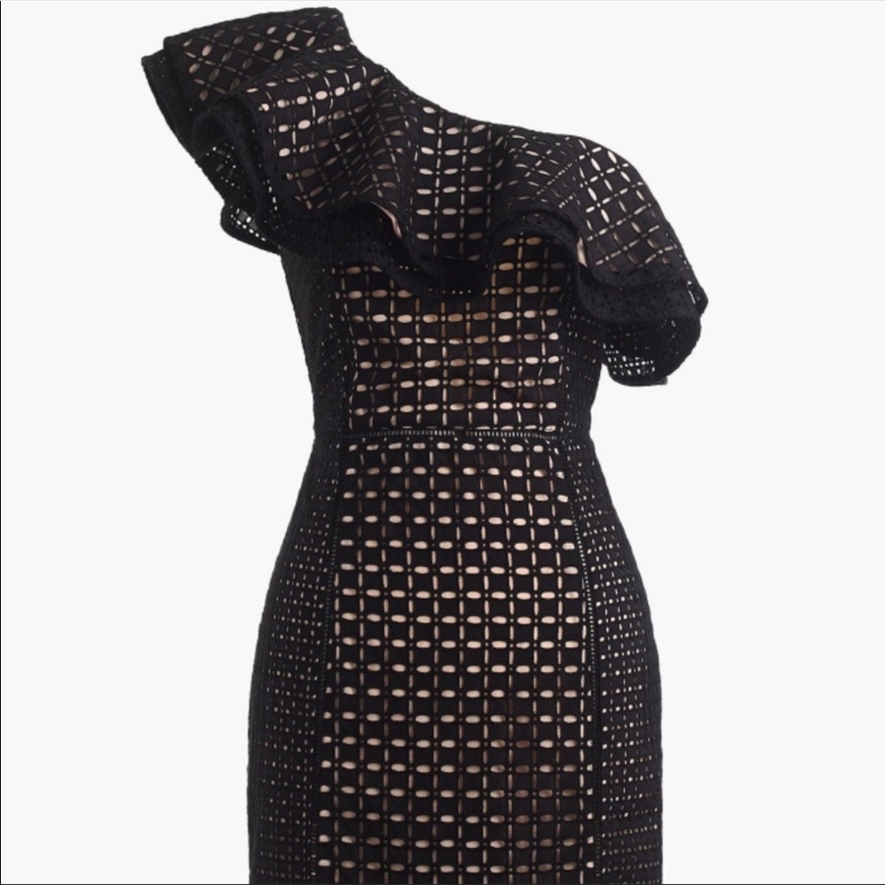 J.Crew Collection Ruffle One-Shoulder Eyelet Dress Size 12